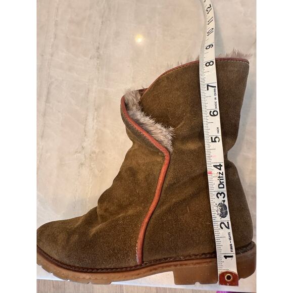 L.L. Bean Boots Sz 6.5 Women's Fur-Lined Green Suede Cozy Vintage Cabincore - Picture 8 of 9